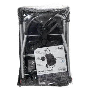 Chariot de course pliable 6 roues noir