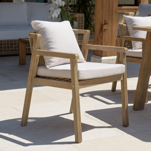 CELESTIN - Lot de 2 fauteuils bois acacia/cordage synth. beige et gris