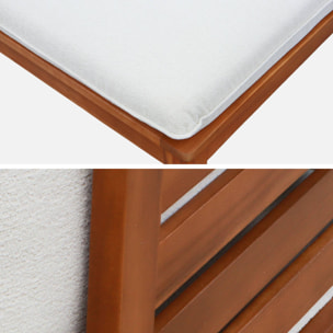 Banquette modulable de jardin bois d'acacia et effet bouclette 2 places YONA