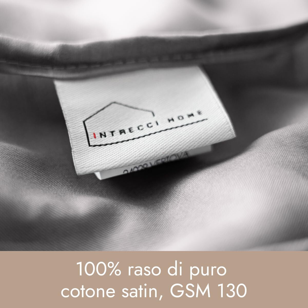 Intrecci Home Lenzuolo con Angoli, Lenzuolo Sotto in Raso di Puro Cotone Satin,Made in Italy, Morbidezza Suprema, Elegante e Confortevole, Tinta Unita