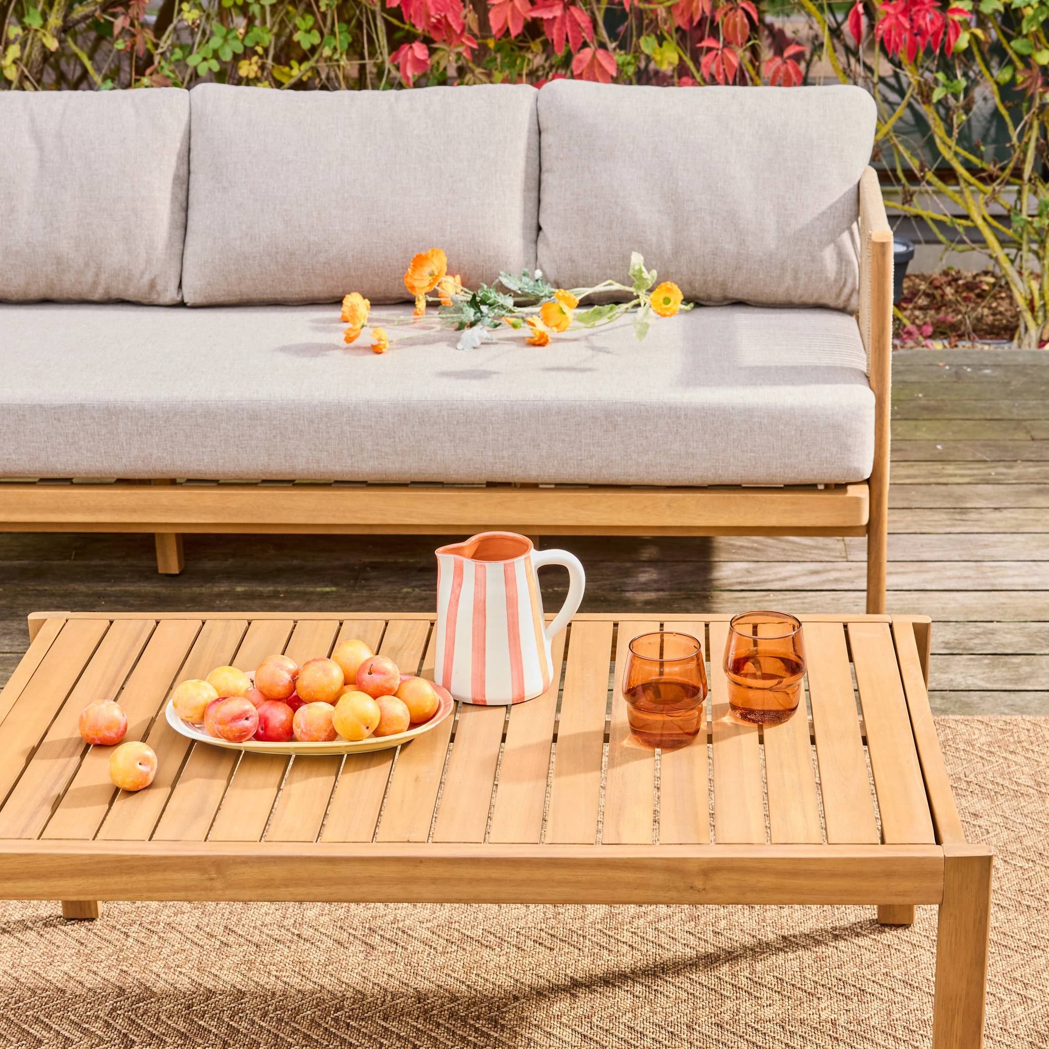 Salon de jardin acacia et cordes 5 places ELOMI