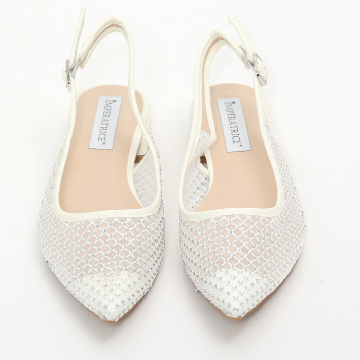 Ballerine slingback con tomaia semitrasparente ricoperta di strass