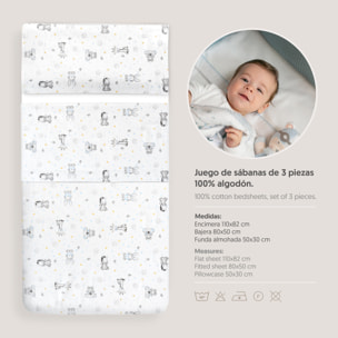 Triptico Coche Franela Modelo Koala Bco/Azul