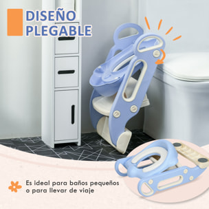 Adaptator WC para Niños con Escalera Plegable Reductor de Aprendizaje para Baño Asiento de Inodoro para Niños de 2-6 Años Portátil con Almohadillas Antideslizantes 67,9x42,8x51,5 cm Azul