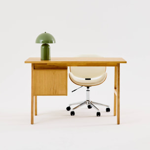 Bureau bois d'hévéa et placage chêne 2 tiroirs ALANA