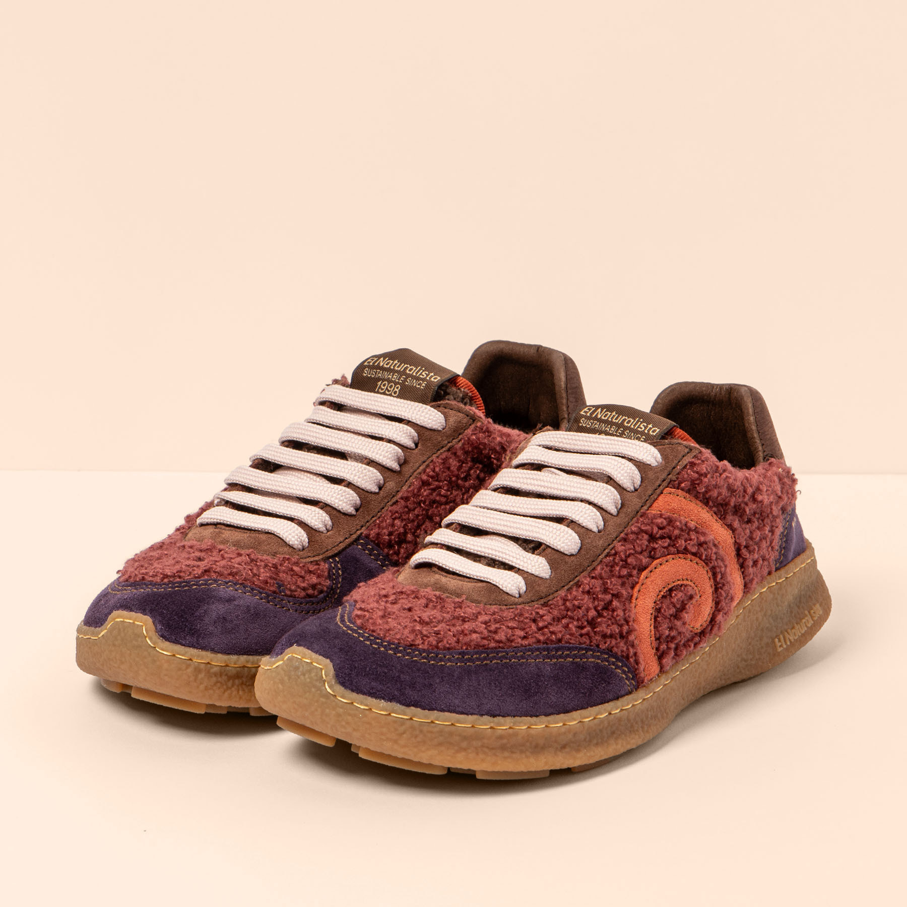 Zapatos N5435B MULTI MATERIAL WINE/ OROEL color Wine