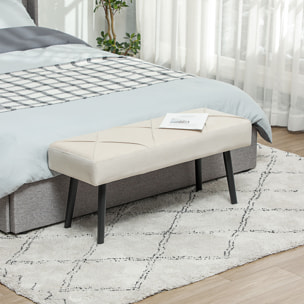 Taburete Pie de Cama Multifuncional, Banco Pie de Cama Moderno, Banco Dormitorio con Asiento Acolchado y Patas de Acero, Carga 120 kg, para Entrada, Pasillo, Salón, 100x36x45 cm, Blanco Crema