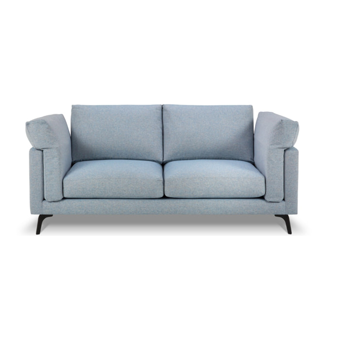 Canapé "Camille" 2 places en tissu structurel bleu clair