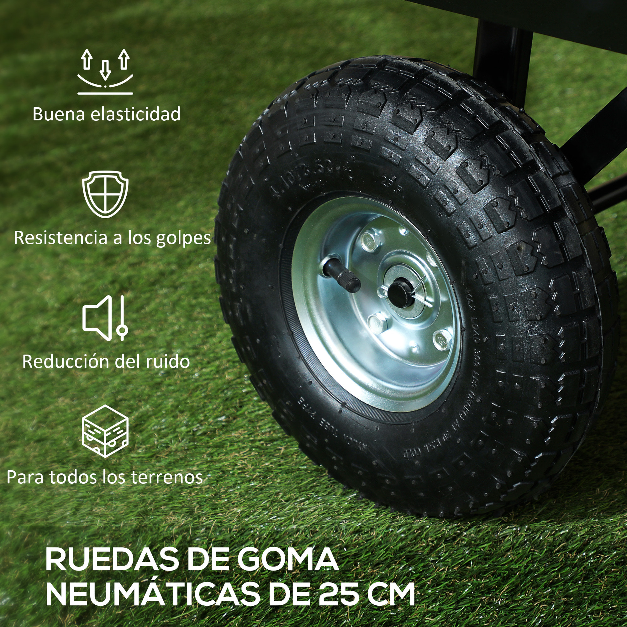 Carro Playa con Ruedas Grandes Carro de Jardín con Mango Giratorio Ajustable y Bolsa Impermeable Removible Carga 300 kg Carrito Transporte para Todo Terreno Campaña Compra Negro