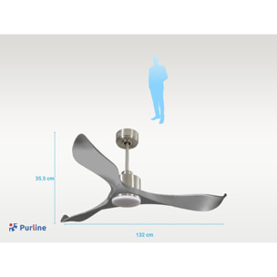 Ventilateur de plafond Réversible  Thermostat Dimmable Wifi Moteur à courant continu Toits en pente Télécommande Lumière à trois tons Mémoire