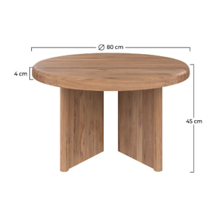Table basse ronde en bois de teck recyclé D80 cm - Bana