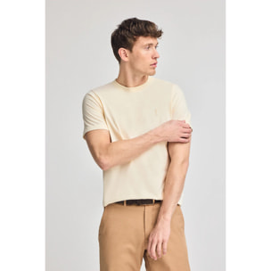 Camiseta color crudo de cuello redondo y Big Rigby Go engomado