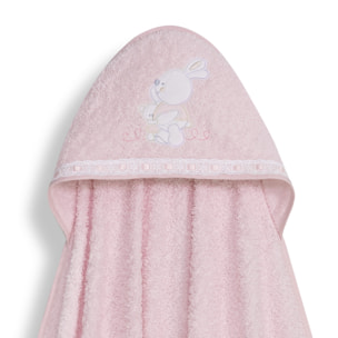 Capa Baño 1X1 Mod Conejitos Abrazos Pasacinta + Gorro Rosa
