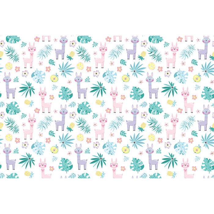 Sticker meuble enfant lamas et feuilles de palmiers 40 x 60 cm