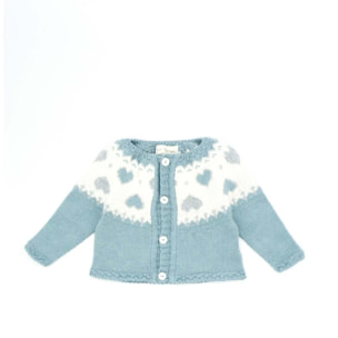 Chaqueta jersey punto corazones azul