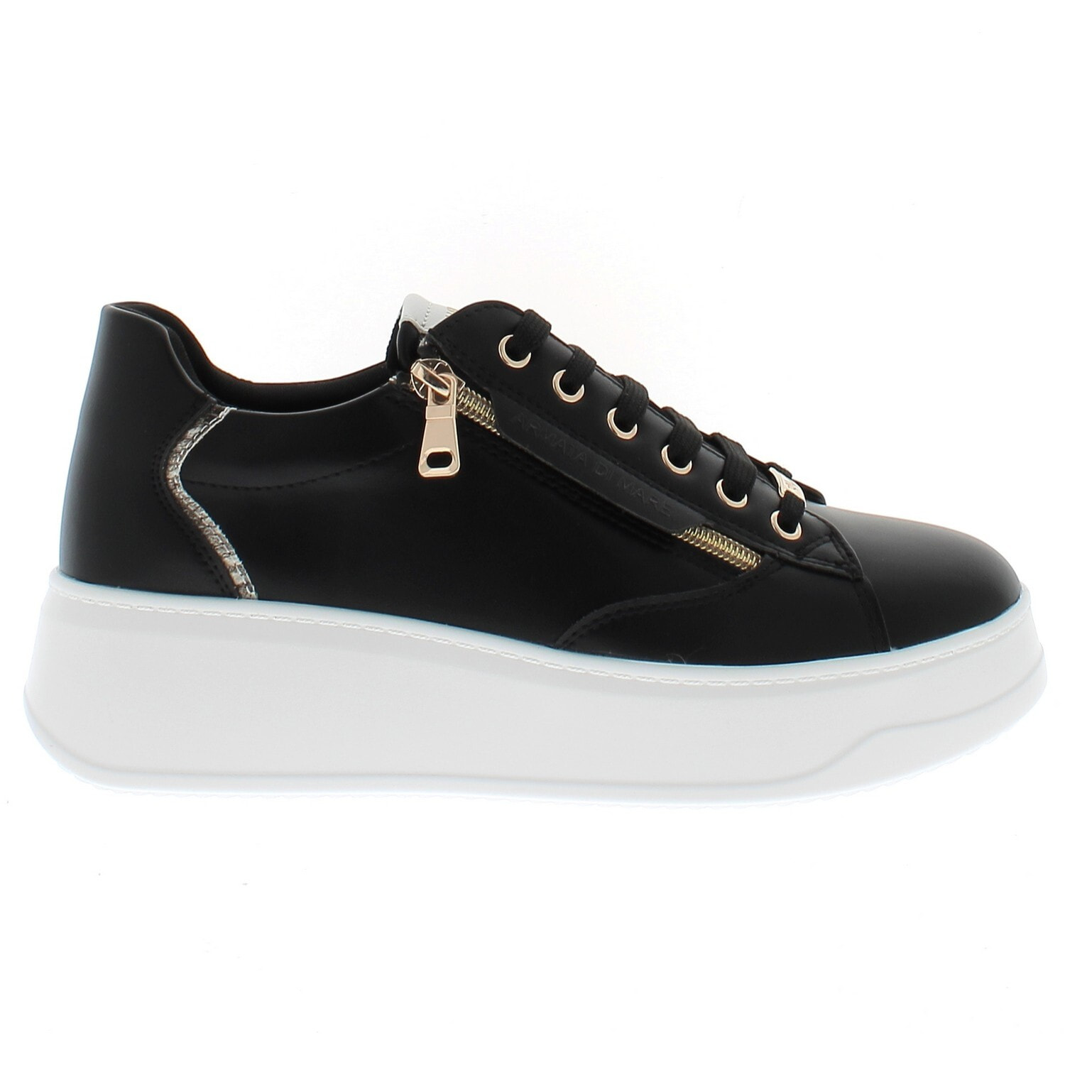 Armata di Mare Scarpe Donna Sneakers Basse con Soletta in Memory Foam AMD S61H23 Black Rock Gold