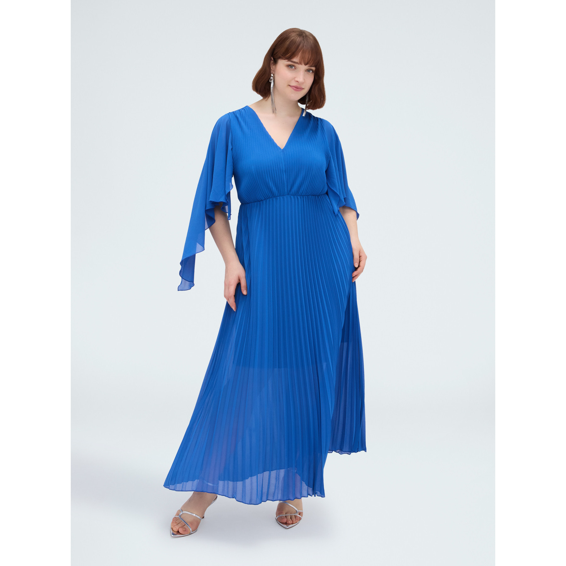 Fiorella Rubino - Vestido DREAM en georgette plisado - Azul aciano
