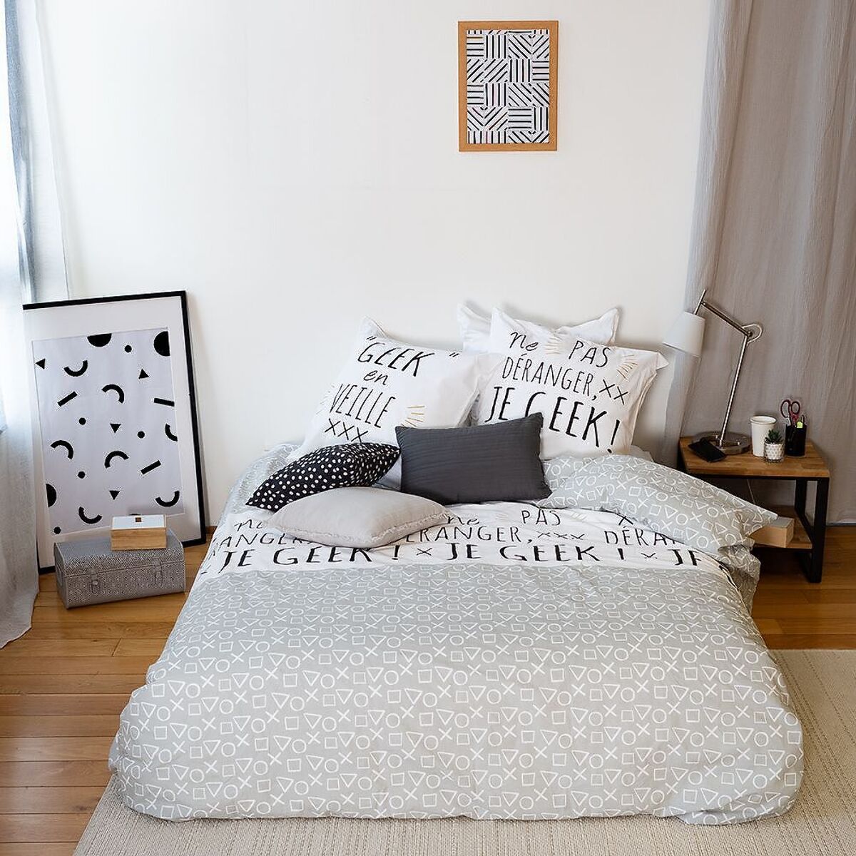 Parure Housse De Couette 3pcs 100% Coton 57 Fils GEEK
