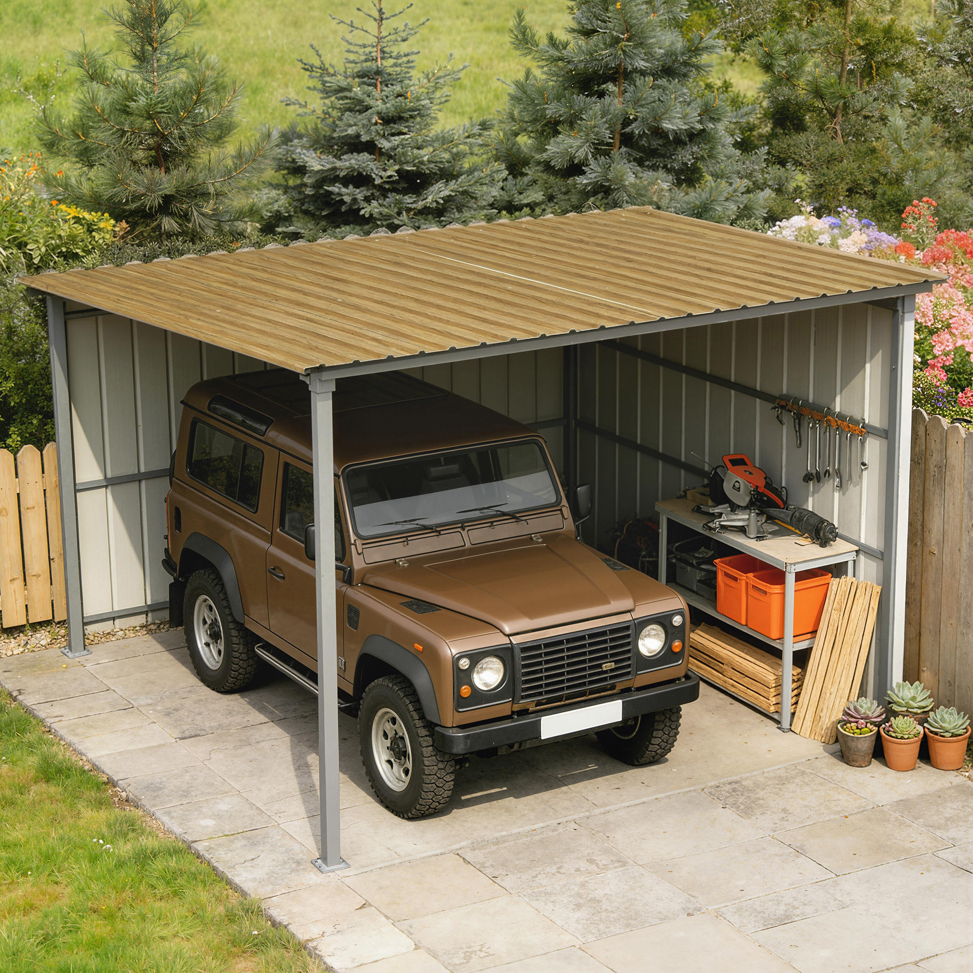 12x Paneles para Tejado de Acero Galvanizado, Chapas Perfiladas de Techo 7m², para Caseta de Herramientas, Cobertizo, Garaje, Exterior, 129x45cm, Madera Natural