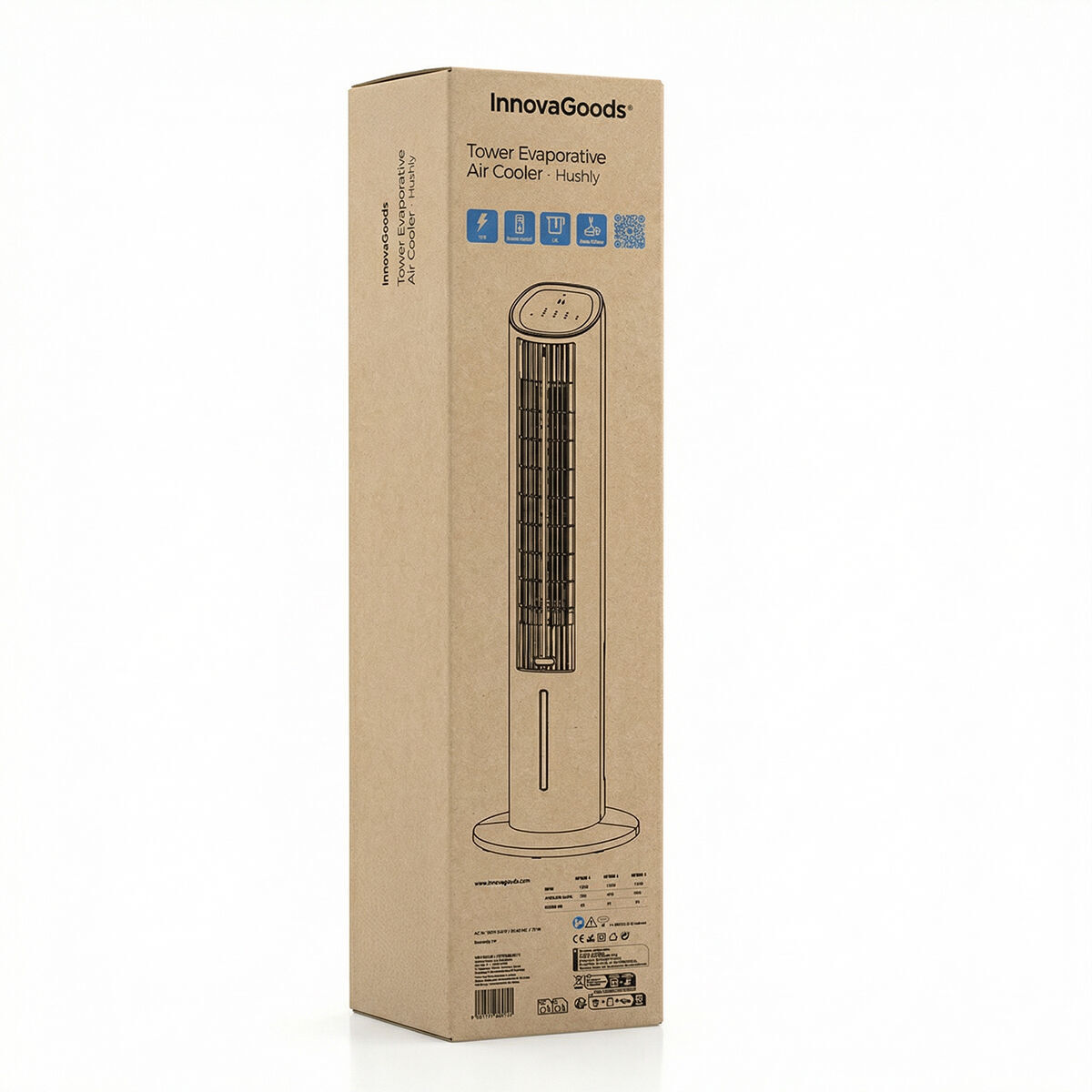 Climatizador Evaporativo Portátil Torre Multifunción con Mando a Distancia Hushly InnovaGoods