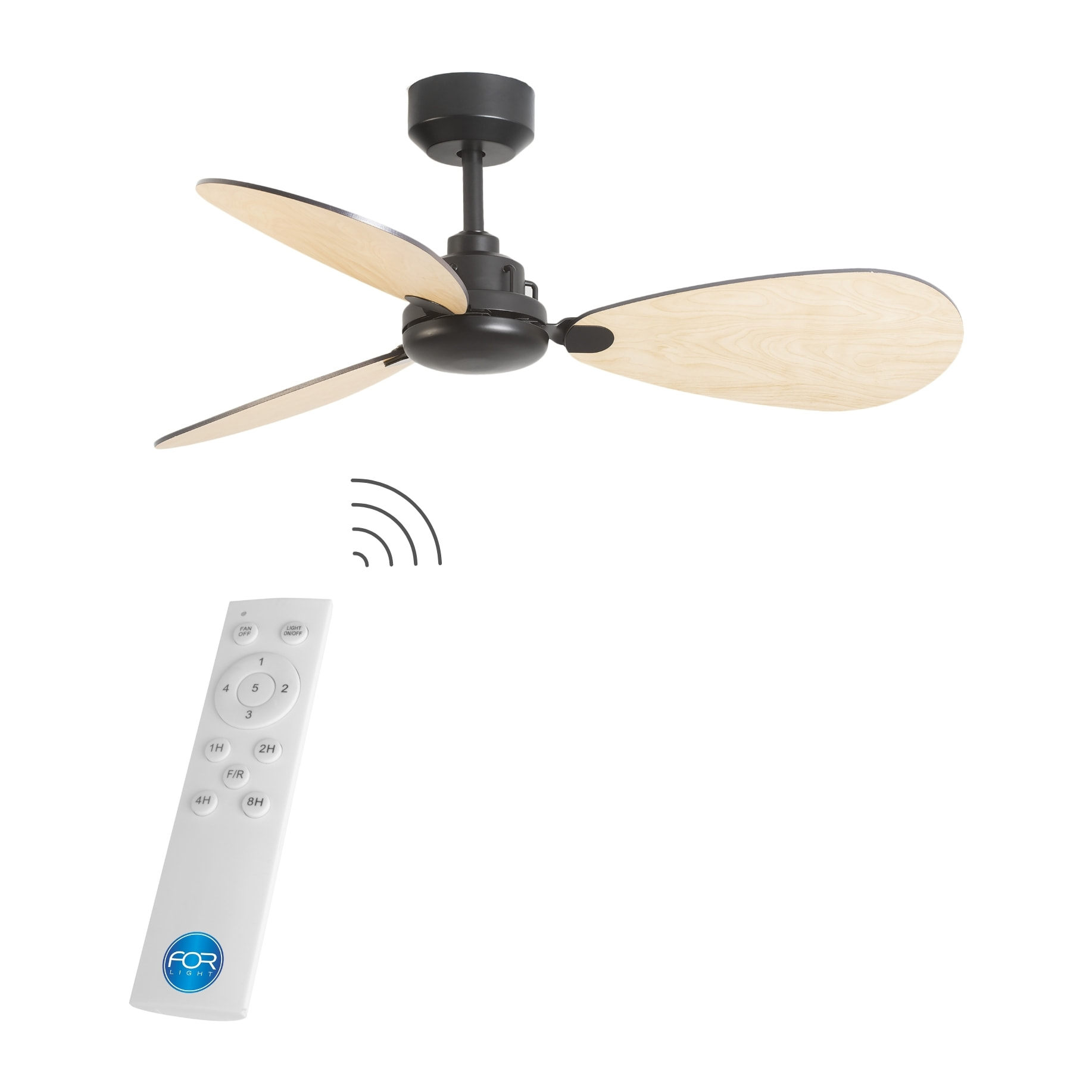 Forlight Blume Ventilador de Techo Ultrasilencioso con 6 velocidades, regulador de Intensidad y Temporizador de apagado. Negro.