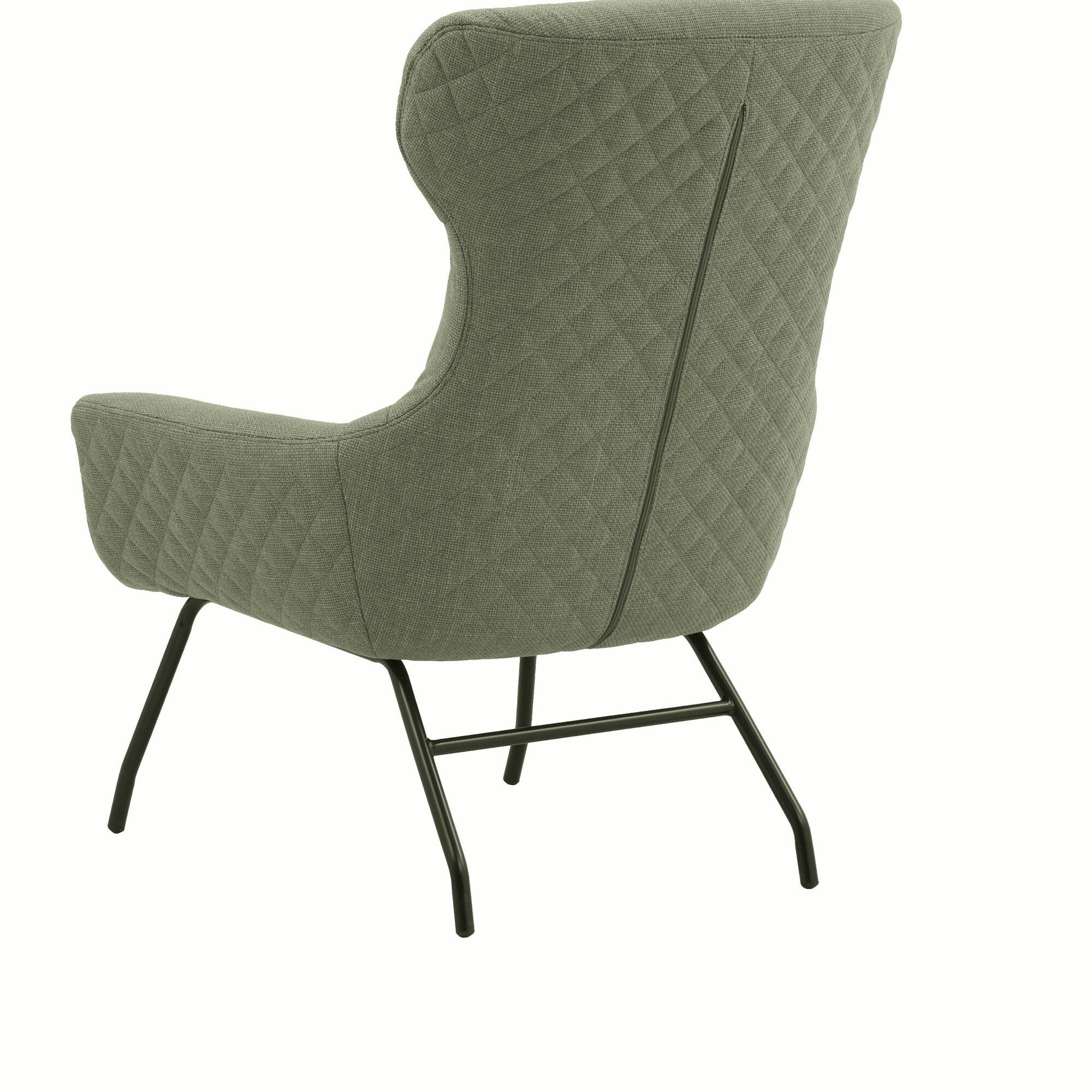 Poltrona HAITI in tessuto verde e gambe in metallo nero