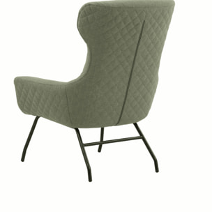 Poltrona HAITI in tessuto verde e gambe in metallo nero