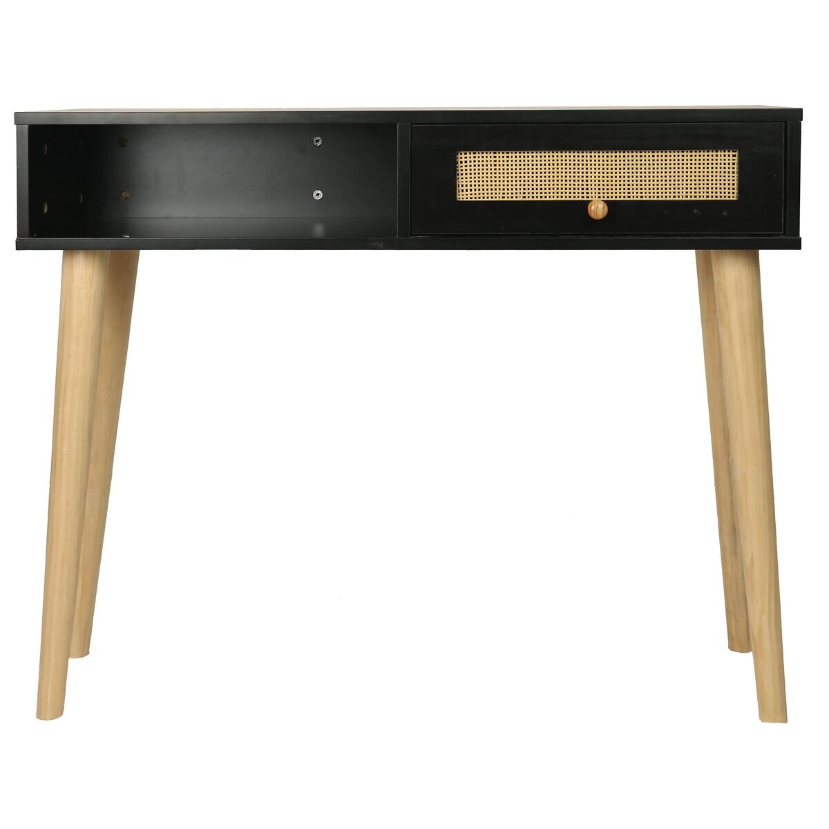 Console cannage "Marine" - 100 x 29 x 81 cm - Noir