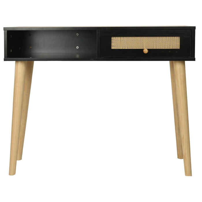 Console cannage "Marine" - 100 x 29 x 81 cm - Noir