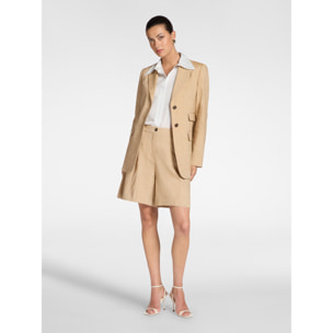 Elena Mirò - Blazer de mezcla de lino con botonadura sencilla - Beige