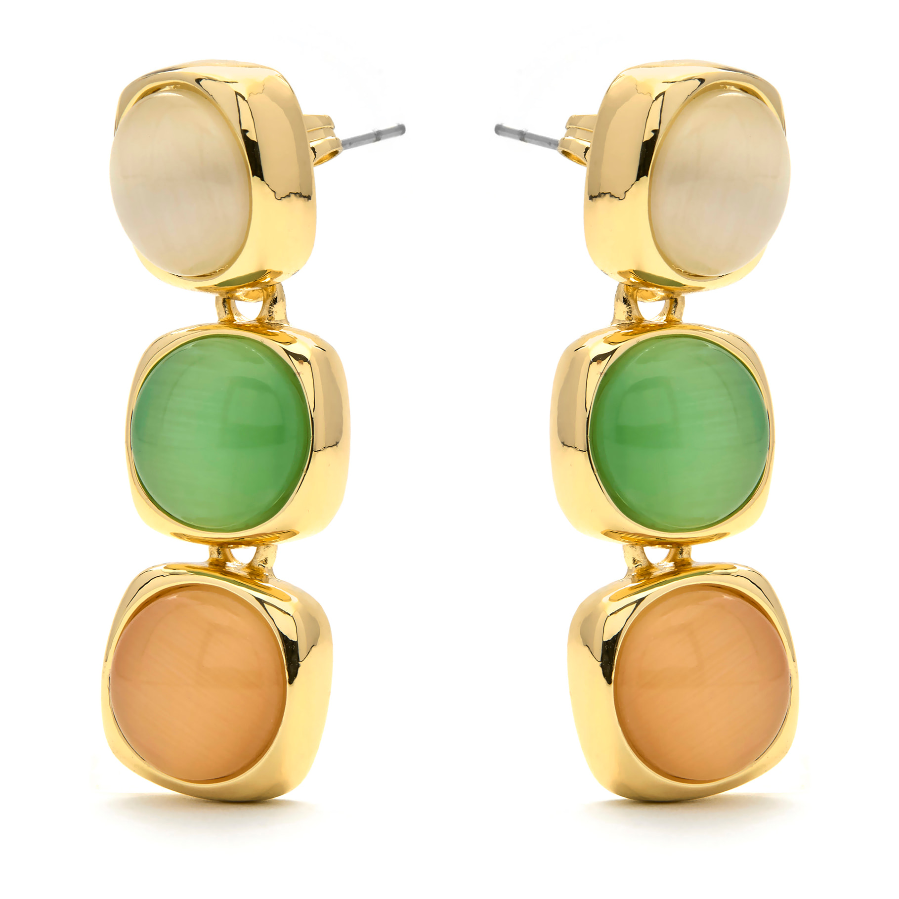 Pendientes con Ojo de Gato Multicolor acabado oro 18k