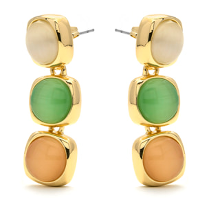 Pendientes con Ojo de Gato Multicolor acabado oro 18k