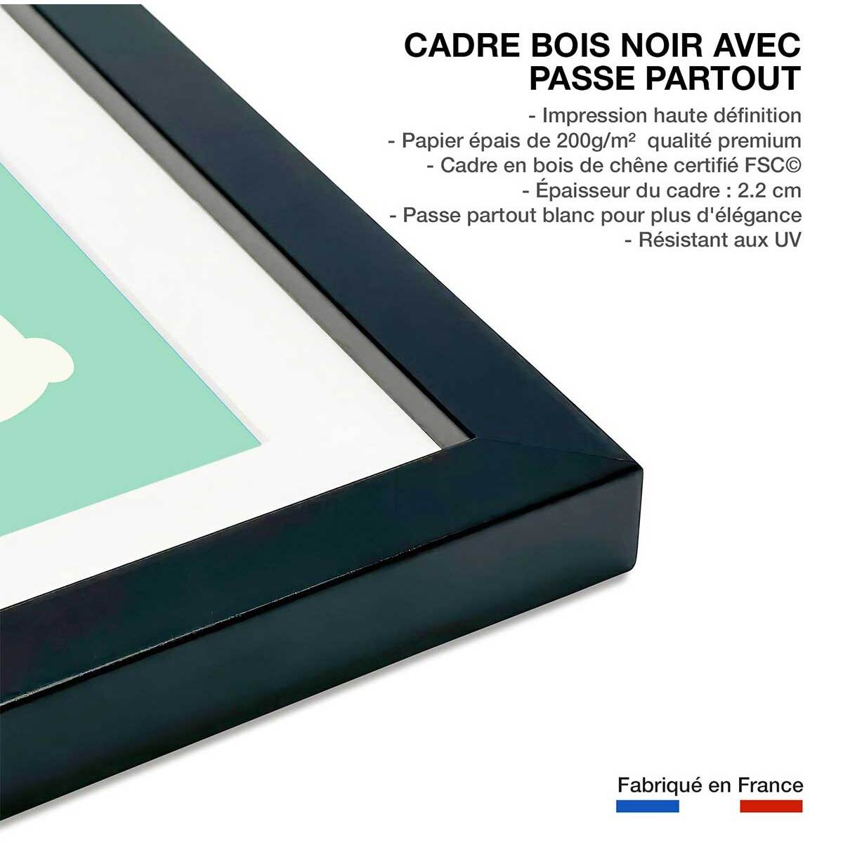 Affiche enfant lapin magicien  Affiche sous cadre noir