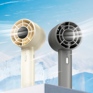 Ventilador portátil FS02 con 3 velocidades ajustables y batería recargable. Compacto, ligero y fácil de transportar