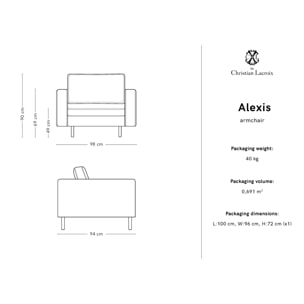 Fauteuil "Alexis" en tissu structurel bleu