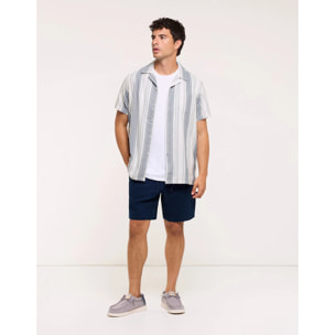 Camisa Manga Corta Rayas Azul - Ocon
