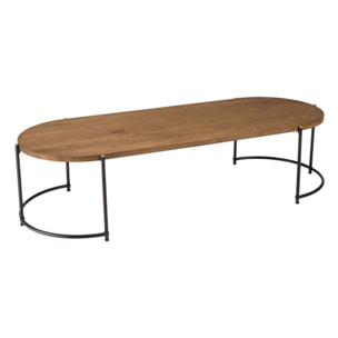 SIXTINE - Table basse ovale 163x63cm plateau en bois de teck recyclé