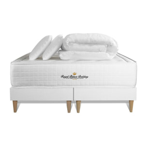 Pack matelas à mémoire de forme maxi épaisseur Buckingham + sommier + 2 oreillers de mémoire de forme + 1 couette 250 grammes + Sommier Tapissier multi-lattes cm d'épaisseur - Matelas à Mémoire de forme de 30cm d'épaisseur