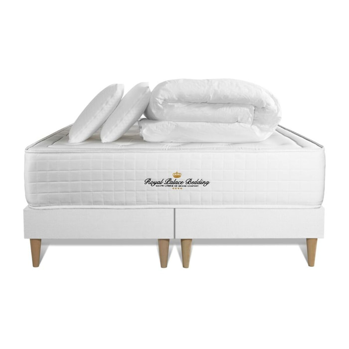 Pack matelas à mémoire de forme maxi épaisseur Buckingham + sommier + 2 oreillers de mémoire de forme + 1 couette 250 grammes + Sommier Tapissier multi-lattes cm d'épaisseur - Matelas à Mémoire de forme de 30cm d'épaisseur