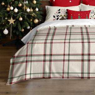 Housse de couette avec pressions 100% coton Carreaux Noël
