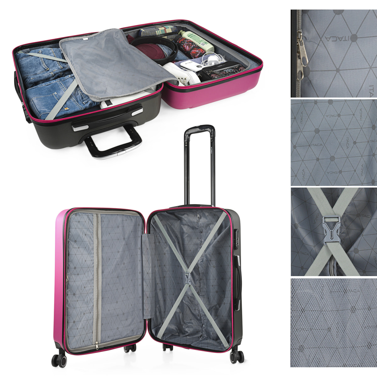Maleta Itaca Tiber Set De 3 Unidades Fucsia-Antracita