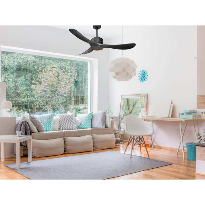 Ventilateur de plafond ø132 cm avec Wifi Réversible Hypersilence 40   W Noir