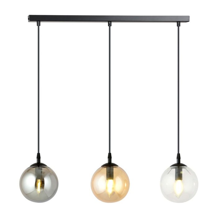 Lampada a sospensione Cosmo in acciaio e vetro colorato