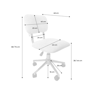 Chaise de bureau enfant à roulettes ajustable tissu chenille AMORY KID
