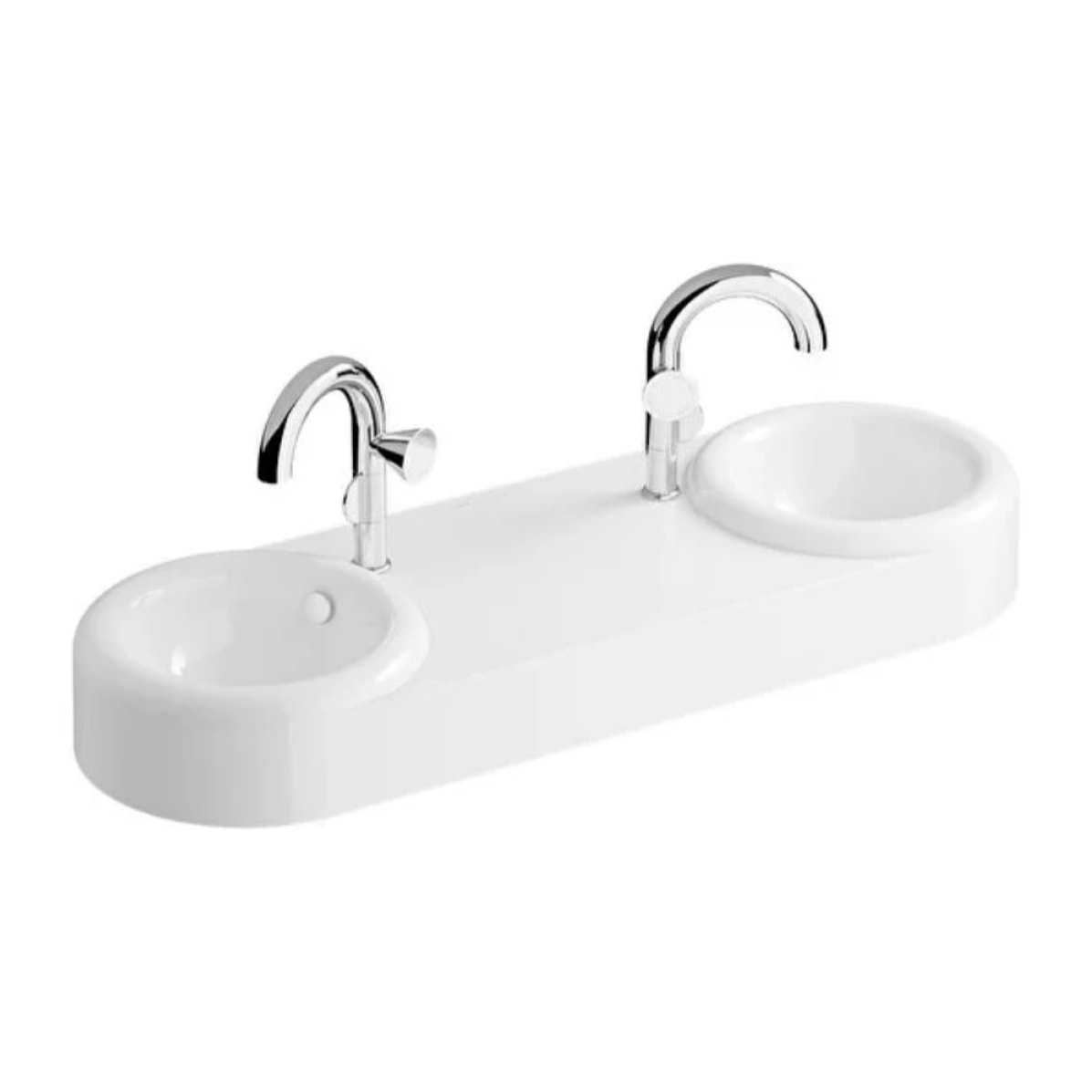 Double lavabo VITRA Liquid 120 cm avec trou et avec trop-plein