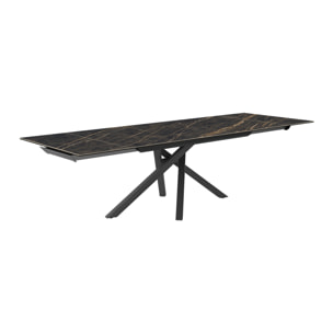 TAVOLO ALLUNGABILE SPIN - GRIGIO CARBONE, RETTANGOLARE BORDO REGOLARE, PIANO PORCELLANATO PORTORO LUCIDO