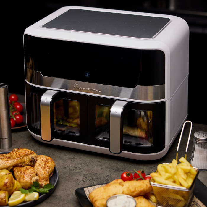 Freidora de aire doble rocket de 9l y 240w con pantalla digital y control de tiempo y temperatura masterpro
