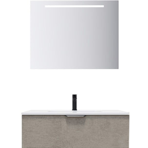 Ensemble vasque intégrée 1 tiroir + miroir - SOHO