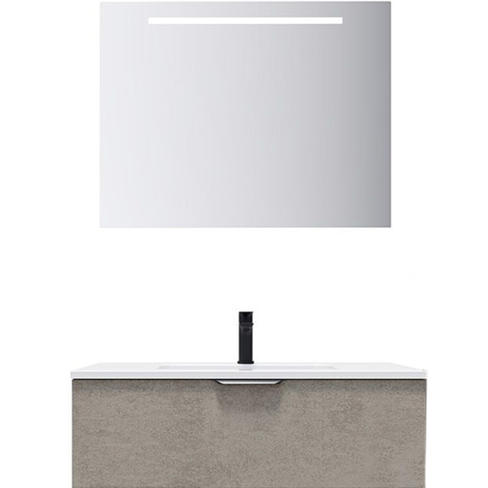 Ensemble vasque intégrée 1 tiroir + miroir - SOHO