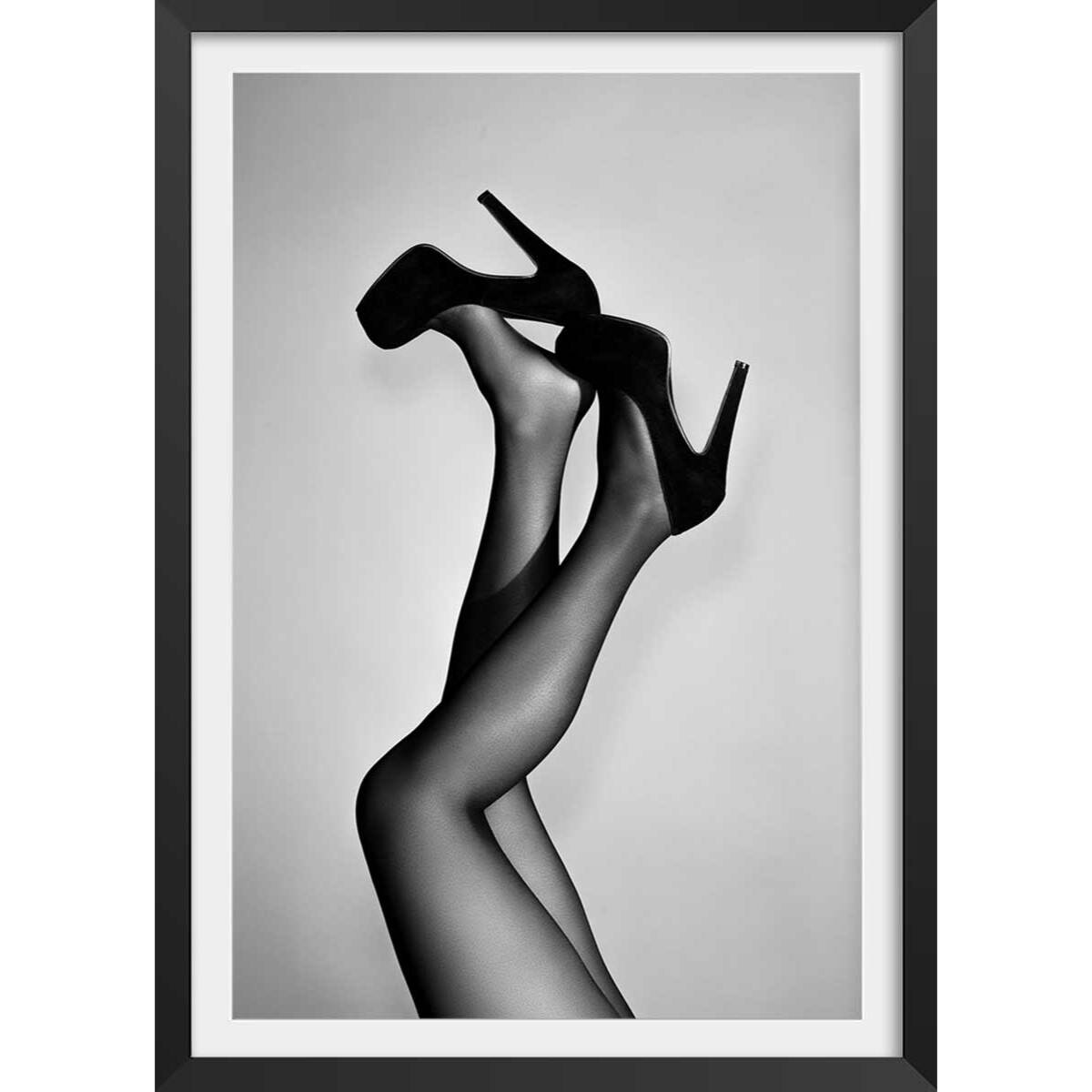 Affiche photographie talons de velours Affiche + cadre en bois - Noir
